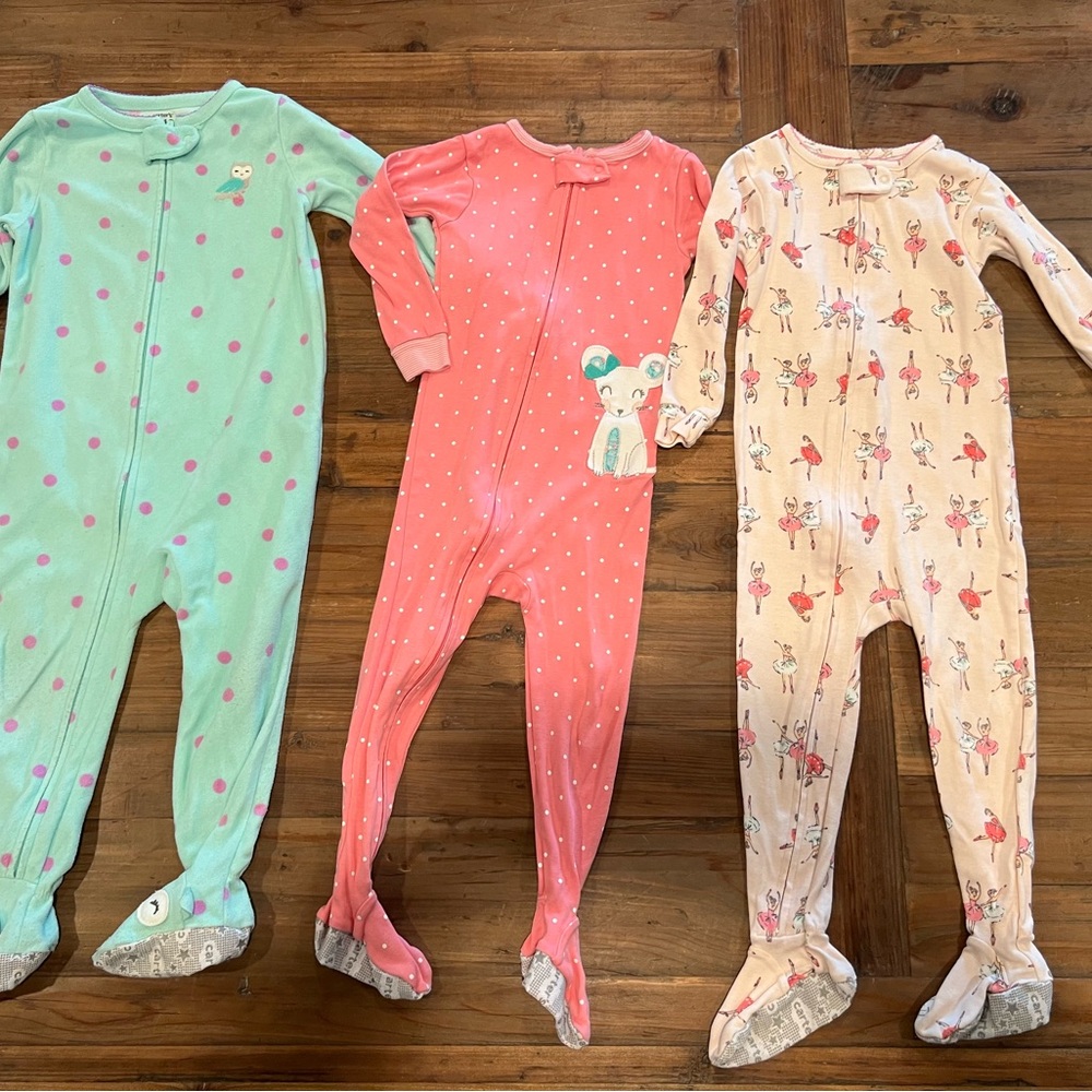 Carter's Baby Footed Pajamas - Green, Pink, Beige, 24 Month